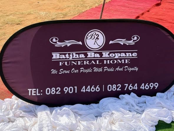 Batjha Ba Kopane Funeral Home sign with B2K branding